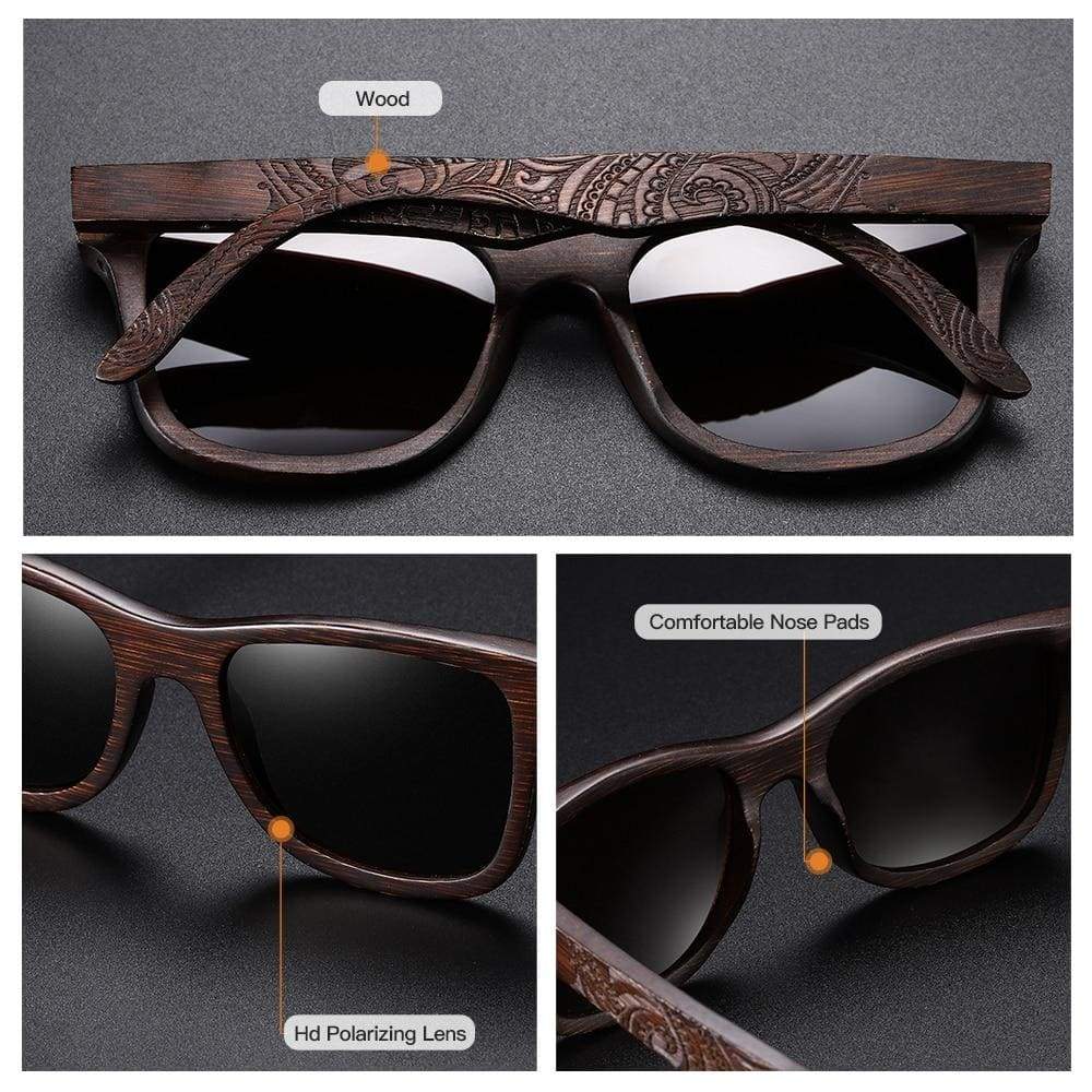 Engraved Wooden Polarized Sunglasses